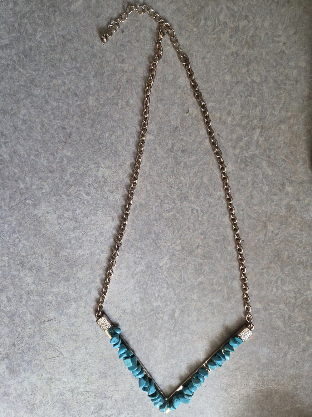 Genuine Turquoise Beaded V-Bar Necklace - Women Jewelry